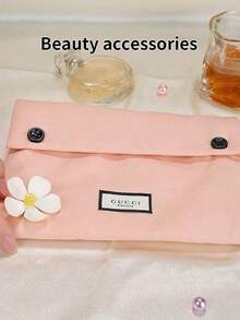 Gucci 8.5" X 6" X 2" Pink Canvas Cosmetic Bag, Sweet Style - Pink - View 4