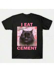 Men's Summer Casual 180g Pure Cotton T-Shirt 1pc Men's Funny Construction Worker T-Shirt - Bold I Eat Cement & Black Cat Graphic - Heavy Industry Humor Apparel - Heavyweight Crew Neck Short Sleeve Tee - Construction Site Gift For Builders, Contractors, Cement Workers - All-Season Comfort Fit Workwear Shirt - Durable Casual Blue Collar Top With Cement Mixer Design (Ideal Construction Birthday Gift) Summer Ropa De Hombre Graphic Tee  Mardi Gras Valentine's Day Shirts Breathable Cotton Crew Neck T-Shirt, Designed For Outdoor Life, Journeys, Hiking Trails, And Everyday Relaxed Style - Black - View 7