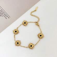 1 pieza Pulsera minimalista elegante y de moda personalizada de acero inoxidable, no se desvanece, adecuada para el uso diario de las mujeres - Pulsera con forma de girasol - Ver 8