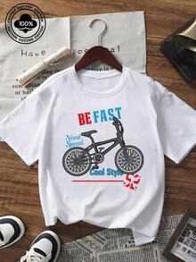 Damen Kurzarm Grafik Muster T-Shirt Mountainbike Buchstaben Muster Lässig Streetwear Top Coole Stil Atmungsaktiv Komfort T-Shirt für Sommer Alltag - Weiss - Übersicht 6