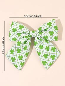2个圣帕特里克节女孩发夹，绿色三叶草鳄鱼夹，三叶草格子印花蝴蝶结发夹，女孩节日发卡，幸运三叶草发夹，婴儿发饰 - 彩色 - 查看 10