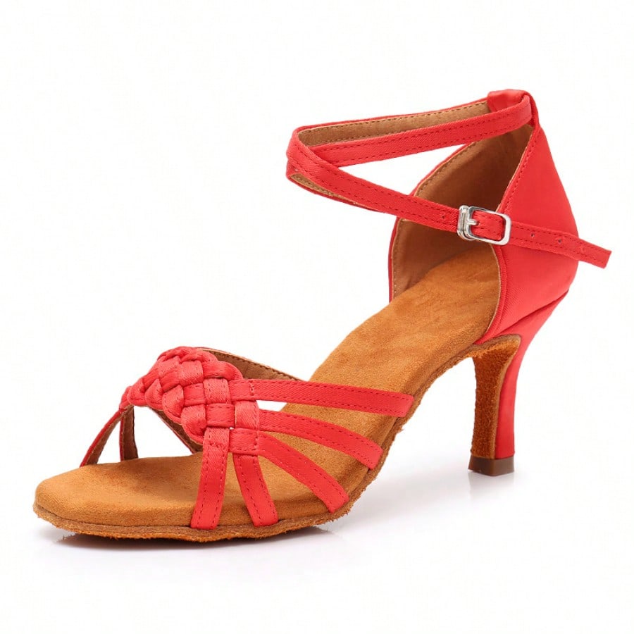 Par de Zapatos de baile latino rojos 2026 para mujer, tacón alto, suela blanda, para baile social al aire libre, escuela de baile y actuaciones, esti