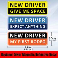 AD New Driver Magnetic Reflective Car Sticker - Waterproof Sunproof Strong Magnet Warning Decal