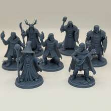 7 件套 D&D 英雄模型 | 法师/吟游诗人/德鲁伊等 | 可涂装高精度 3D 打印 - 灰色 - 查看 1