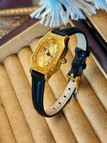 1pc New Vintage French Engraved Gold-Tone Small Dial Ladies' Wrist Watch, Elegant & Fashionable, Delicate & Compact, Waterproof Quartz Movement, Soft & Comfortable Strap, Suitable For Daily Wear, Formal Events, And Accessorizing Your Wrist. - Gold - View 9