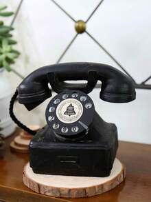 1pc Classic Retro Telephone Replica: This Retro Telephone Showcases The Elegant Aesthetics Of Communication, Transporting You Through Half A Century, Just To Speak With You. It Is Both A Nostalgic Antique Telephone Prop For Photography, As Well As A Perfect Home Decor Piece For Living Rooms, Offices, Bedrooms, Bookshelves And Desktops. It Also Makes A Unique Gift For Halloween, Christmas And Thanksgiving. - Black Retro Phone Type a - View 6