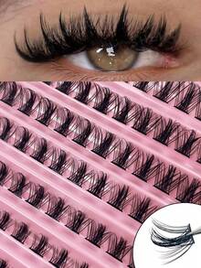 120PCS D Curl Clusters Manga DIY Eyelash Extension Fluffy Soft Individual Cluster Lash Thick Cluster Lash Natural False Eyelashes - D - View 1