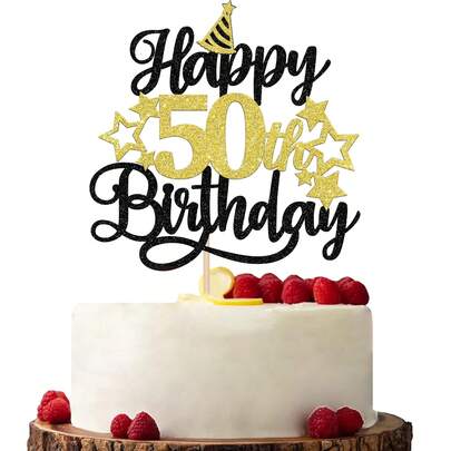 1 Pack Happy 50th Birthday Cake Topper Star Hat Glitter Cheers To 50 Years Birthday Cake Pick 50 Fabulous Cake Decorations For Happy 50th Birthday Anniversary Party Decorations