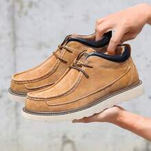 新款加大码男士时尚休闲日常百搭鞋，厚底系带户外多功能踝靴，父亲节礼物 - 駝色 - 查看 7