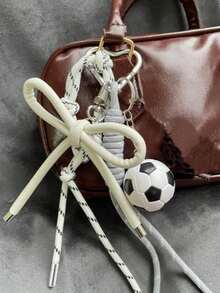 热门足球包挂饰、编织包挂饰、手提包钥匙扣、包包配饰、蝴蝶结编织包吊坠、背包吊坠、背包装饰、节日礼物 - 彩色 - 查看 2