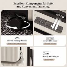 YSTYLE Multi-Functional Three-Piece Carry-On Luggage Set, Suitcase, Ultra-Light Hardside Suitcase Made Of ABS+PC Material Equipped With TSA-Approved Locks And Four Double-Sided Spinner Wheels