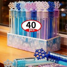 40支雪花泡泡棒，无需加水，冬季主题设计，适合作为礼物、活动、派对礼品（4种随机颜色） - 彩色 - 查看 8