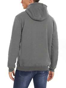 1pc Men's Sherpa Lined Hoodie Pullover, Thick & Warm For Winter, With Kangaroo Pocket