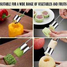 One Piece Of Stainless Steel Coring Tools For Fruits And Vegetables - Effective Kitchen Gadgets, Ideal For Cucumbers, Bell Peppers, Apples, Tomatoes, User-Friendly Home Cooking Core Remover Tool With A Sleek Design And Hi Sold By - Silver - View 9