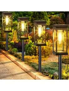 1/8 peças de luzes solares externas atualizadas, grandes luzes solares LED à prova d'água para áreas externas, luzes solares externas super brilhantes para quintal, iluminação solar para caminhos de jardim, branco quente - Multicolorido - Ver 2
