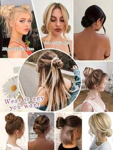 3-Inch Synthetic Hair Bun With Elastic Hair Tie, Hair Extension Clip-On Ponytail For Women