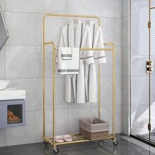 Simple Trending - Perchero de ropa de doble canela resistente con ruedas para colgar ropa con 4 ganchos dorado - Dorado - Ver 4