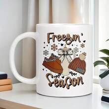 1pc "Halloween Theme Ceramic Mug" Mug, Coffee Cup, Tea Cup 11oz And 15oz "Halloween Frozen Season" Pattern, Best Halloween Holiday Friends And Family, High Temperature Resistant, Washable, Halloween Decoration - Trắng 4 - Xem 6