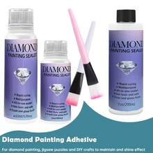 60毫升/120毫升/200毫升钻石画封胶 | 永久固定，光泽亮丽，适用于钻石画、拼图、5D钻石画拼图、手工材料 | 光滑表面 | 质地细腻，钻石画用品（附赠画笔）