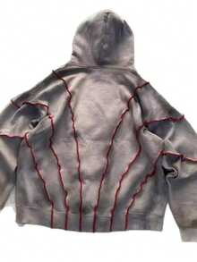 Dark Gothic Heavy-Embroidered Eye Hoodie, Streetwear Pullover Sweatshirt For Y2K & Casual Outfits - 灰色 - 查看 2