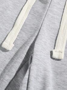 Mens Oversize Sweat Shorts - Cotton Blend French Terry Fabric Relaxed Oversize Fit | Spring Breathable Cozy Comfort  For Daily Streetwear & Casual Hangouts (Modern Minimalist Street Style) - 淺灰色 - 查看 4