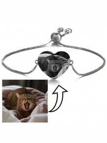 1件定制音乐密码刻字不锈钢可调节长方形手链，男女通用，手工制作个性化珠宝，生日/周年纪念礼物