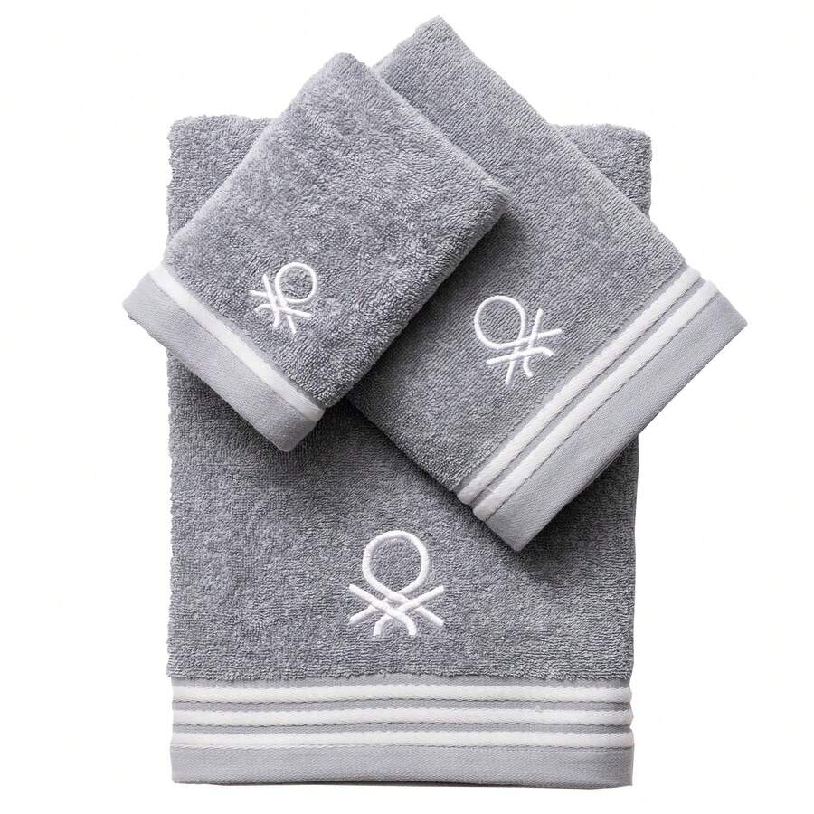 United colors of Benetton SET 3PC TOALLA DE BAÑO (1PC 30X50CM + 1PC 50X90CM + 1PC 70X140CM) 450GSM 100% ALGODÓN GRIS TEVERE - Gris - Ver 1