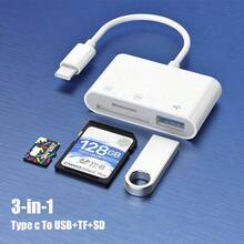 3-In-1 Type-C Card Reader, SD/TF/USB Camera Data Reader Compatible With IPhone 17/16/15, Series