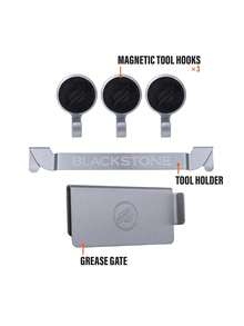 Blackstone 5188 - Puerta trasera para engrasar, 3 ganchos magnéticos y soporte de herramientas, accesorios para plancha, soporte para utensilios de cocina de barbacoa de acero inoxidable y protector,40047097 - Multicolor - Ver 2