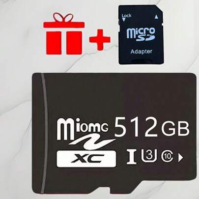  1 개 512GB/256GB/128GB/64GB/32GB/16GB 어댑터가 있는 고속 플래시 TF 카드 - 태블릿, 카메라, 휴대폰, 노트북, PC, 차량 오디오, 게임 콘솔용 U3 C10 메모리 - 안전한 파일 저장, 안전한 파일 저장 | 미적 메모리 카드 디자인 | 내구성 있는 구조, 디지털 카메라용 메모리 카드