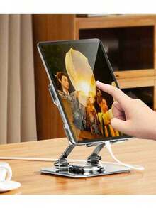 حامل دوار معدني مسطح، دعم عالمي للأجهزة اللوحية مثل الآيباد، مناسب للبث المباشر والعمل المكتبي والألعاب - متعدد الألوان - مشاهدة 7