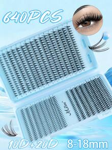 640pcs Cluster False Eyelashes, Thick Curled Eyelash Extension Kit, D-Curl 8-16mm Mixed Length, DIY Eyelash Extension Set With Tutorial, Fluffy Soft Individual Lashes, Create Voluminous Natural Y2K Butterfly Makeup, Easy DIY Lash Glue And Remover, DIY Lash Tweezers, Suitable For Daily Use, Parties, Travel Or Gift For Family And Friends - màu đen - Xem 6