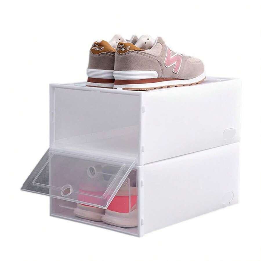 Juego de 3 cajas apilables para almacenar zapatos Organizador de zapatos práctico transparente, para mantener el clóset organizado Diseño, fácil de armar y apilar, ahorra espacio y protege tus zapatos - Multicolor - Ver 1