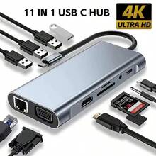 11 In 1 Usb Hub USB C To HDMI-Compatible Splitter HUB Type-C To HDMI-Compatible USB3.0 Docking Station For Macbook Air Converter - 3in1 Grey - View 8