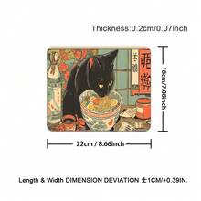 1件装黑猫爱拉面店卡通艺术大号游戏鼠标垫，光滑键盘垫，带缝边桌面垫，防滑橡胶底座鼠标垫，电脑配件，适用于办公室和家庭 - 彩色 - 查看 15