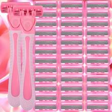 2 Handles + 42 Replacement Blades, Women's Manual Hair Removal Razor, 6-Layer Sharp Blades, Fully Washable, Suitable For Shaving Face, Legs, Armpits, Hair Removal Tool Set - Multicolor - View 9