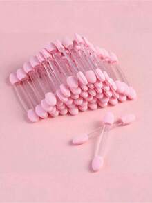 50pcs/Box Double-Sided Eyeshadow Sponge Makeup Brushes, Metal Nail Powder Applicator, Disposable Nail Brushes With Box, Nail Salon Supplies (50pcs-Pink), Eyebrow Brush, Eyeshadow Brush, Spoolie Brush, Spoolie Brush - Multicolor - View 4