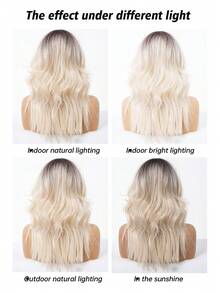 20 Inch Elegant Sexy Curly Wig, Tangle-Free Fiber, 150% Density, Rose Net Cap, Full Head Synthetic Wig, Suitable For All - Ombre - View 4