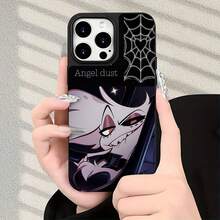 Polvo de Ángel: veneno, corazones, telaraña y dientes afilados. Esta elegante funda es compatible con los modelos  17, 16, 15, 14 Pro Max, 13, 12, 11, XR y XS Plus. Fabricada en TPU flexible, resistente a golpes y arañazos, ofrece una excelente protección contra caídas y un agarre cómodo. Es un regalo ideal para familiares, amigos y seres queridos, y una opción perfecta para festivales. - Negro - Ver 3