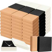 ¡RecomendadoTenceur 100 cajas de regalo de San Valentín para joyería de cartón kraft a granel para collar, aretes, pulsera, paquete de almacenamiento, 3.2x2x1.2 in, Cartón¡Top de Temporada - café, Negro, Blanco - Ver 7