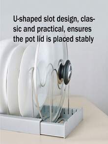 1pc Stainless Steel Pot Holder Rack, Kitchen Countertop Organizer For Pots, Pans, Lids, Cutting Boards - Multicolor - View 4