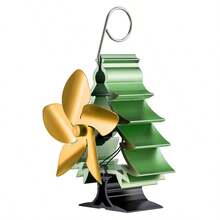 MICHSO 5-Blade Heat Powered Stove Fan Golden Christmas Tree Log Wood Burner Efficient Home Heat Distribution Fireplace Fan