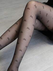 1双女士踩脚连裤袜，黑色紧身裤，时尚情人节礼物，适合日常休闲穿着，女士连体袜，女士丝袜，女士时尚套装，性感连裤袜，高腰设计，弹力紧身，内衣款式，情人节礼物，送女友的礼物，丝袜 - 黑色 - 查看 6