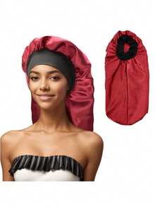 Women's Satin-Lined Sleep Cap With Elastic Band, Multiple Colors Available, Soft Polyester Knit Lining, Suitable For Long Hair, Women's Sleep Cap, Solid Color Sleep Cap, Suitable For Bathing And Sleeping, Applicable For Spring, Summer And Autumn Sleep Bonnet,Beach,Hat,Holiday,Travel - Multicolor - View 13