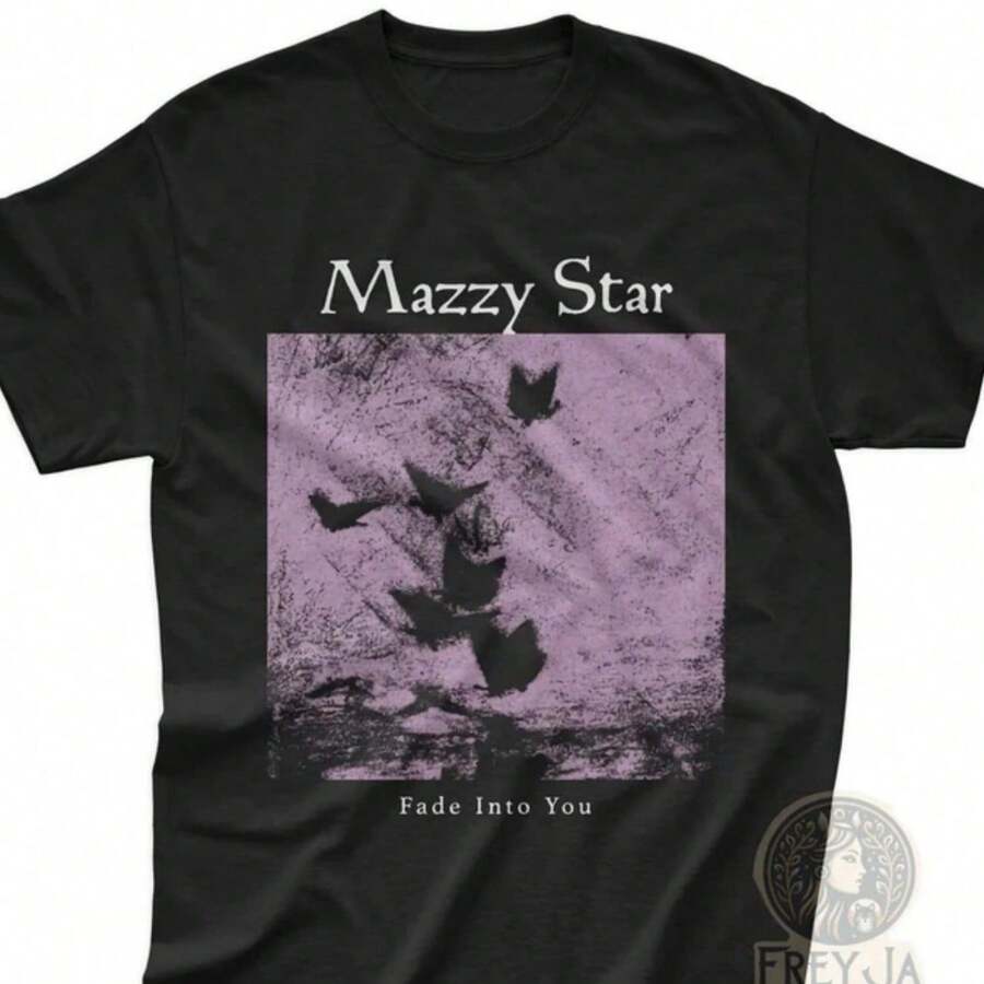 Music Theme Mazzy Star Fade Into You Album Art Print Crew Neck T-Shirt Sweatshirt Casual Wear Tops Plus Size Clothes Business Casual Y2k Vintage Band Graphic Design Short Sleeve Indie Nostalgic Style Suitable For A - 黑色 - 查看 1