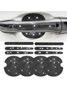 10 piezas Pegatinas de coche con brillantes rhinestones - Pegatinas para manijas de puertas de coche - Pegatinas para puertas de coche - Pegatinas decorativas para espejos retrovisores de coche - Pegatinas protectoras para cuencos de puertas de coche - Pegatinas antiarañazos y antichoques - diamantes de imitación brillantes - Ver 14