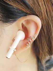 Set Of Two Hollow Leaf-Shaped Clips Designed For Earphones, Preventing Loss With A Stylish And Adaptable Unisex Design That Also Helps Prevent Drops,Wireless Wireless Earbuds With Secure Headphone Chains.Wireless Earphone Anti-Loss Clips, Earphone Protection Chains