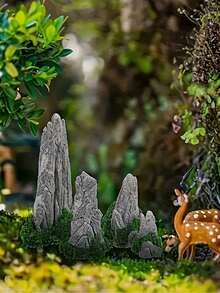 14件套禅意花园景观装饰套装，灰色树脂岩石造型，适用于盆景景观装饰、仙境花园配件、植物园和玻璃生态瓶，人造岩石，夏季盆栽植物装饰。本产品仅供园艺装饰用途，不建议14岁以下儿童使用。 - 彩色 - 查看 7