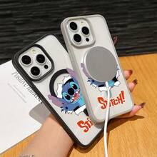 This Disney Lilo & Stitch Phone Case, Featuring Stitch And Angel Cartoon Characters, Boasts A Cute And Playful Design, A Simple And Stylish Appearance, And A Smooth And Comfortable Feel. It Features A Magnetic Back, Camera Protection, A Transparent And Fashionable Back Panel, And Reinforced Corners For Effective Drop Protection, Making It An Ideal Choice For Young People. This Phone Case Is Compatible With IPhone 17/16/15/14/13/...12/11/XR/XS/X Series And SamsungGalaxy S22, S23, S24, And S25 Series Phones. It's The Perfect Gift For Friends And Family. - Hồng - Xem 5