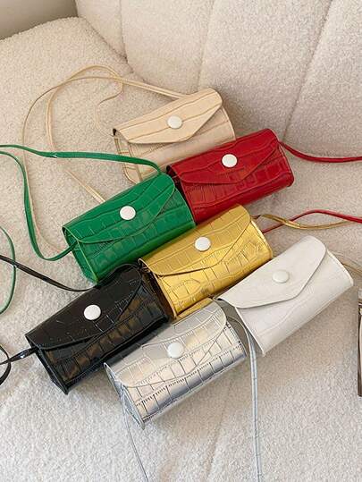 1 pieza Bolso cruzado mini con cierre con solapa con estampado de cocodrilo, adecuado para uso diario durante el Ramadán